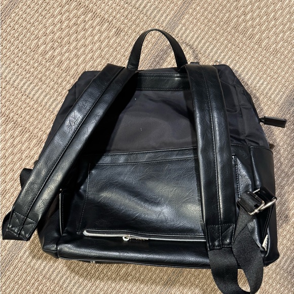 BEIS Black Leather and Nylon diaper bag/ Backpack